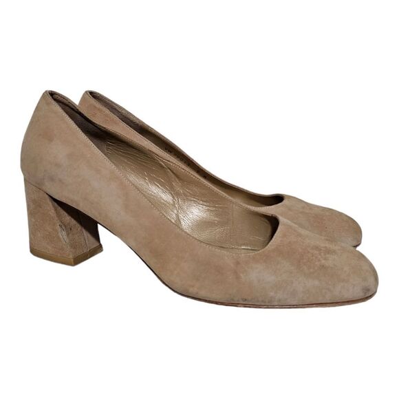 STUART WEITZMAN Mary Mid Beige Tan Suede Pump - Size 9 - Picture 1 of 9